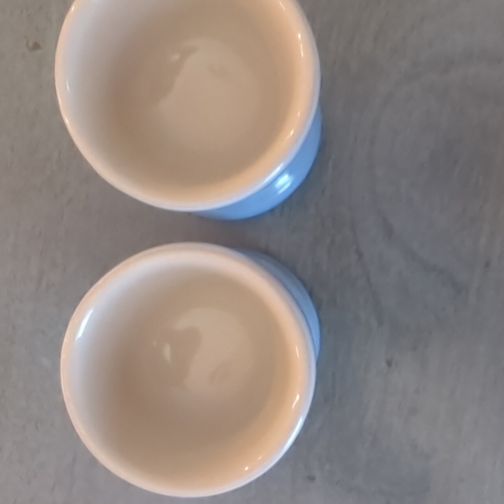 Footed Le Creuset Light Blue Egg Cups. Set Of 2 - Picture 3 of 4
